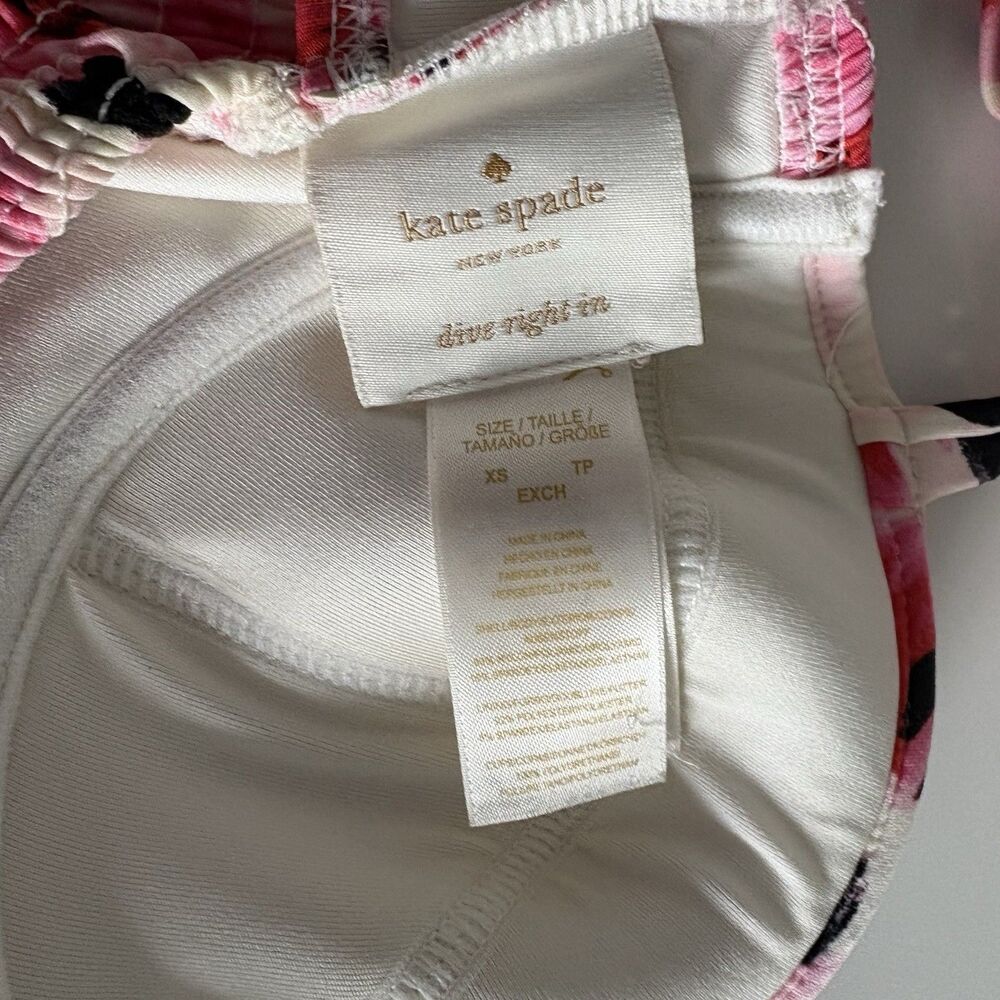 Kate Spade Pink Floral One Piece Swimsuit Bay of Roses Size XS Smocked Stretch - Picture 8 of 16